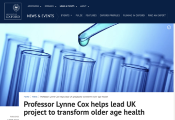 University of Oxford announcement that Lynne Cox will lead new national research network
